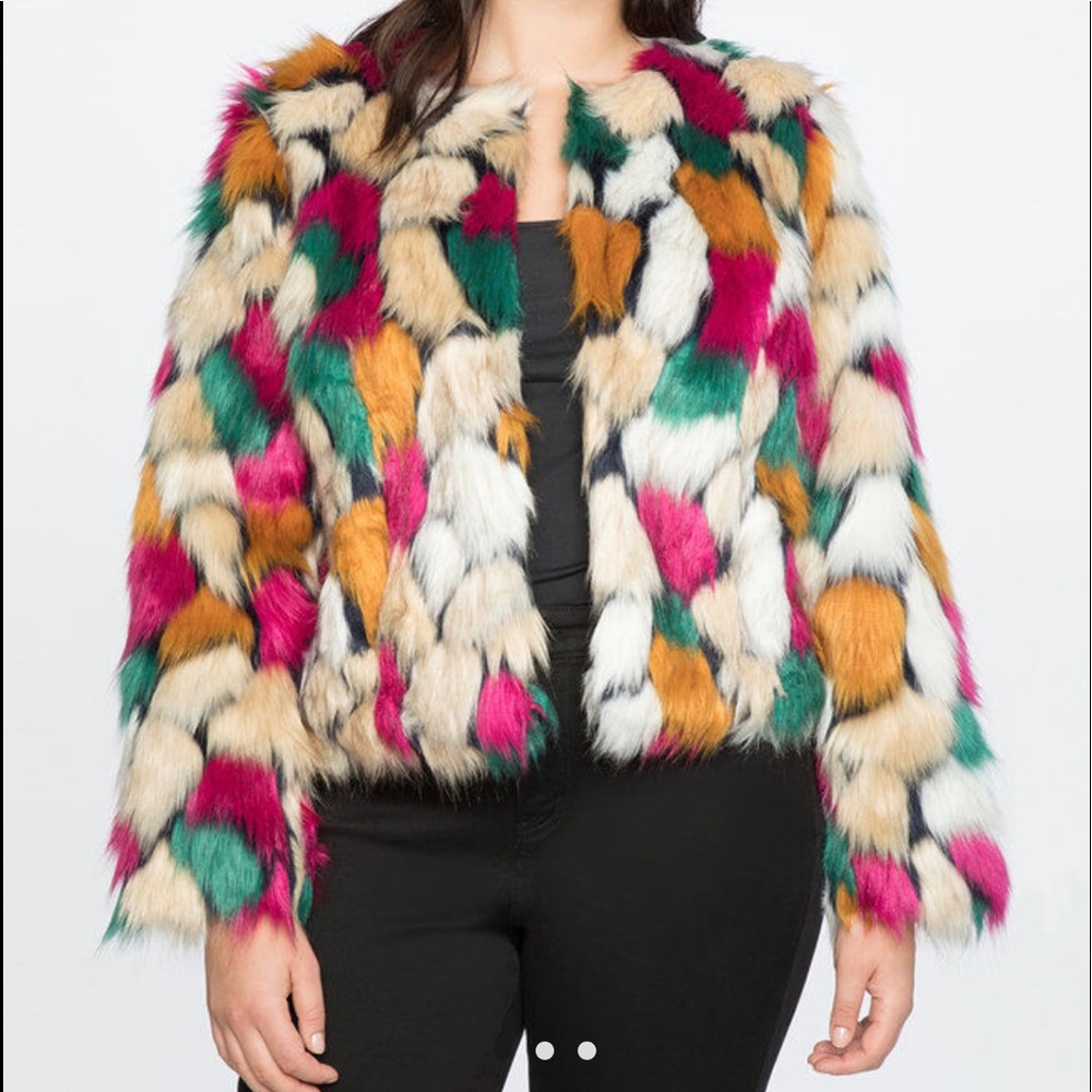 Faux fur multi color coat